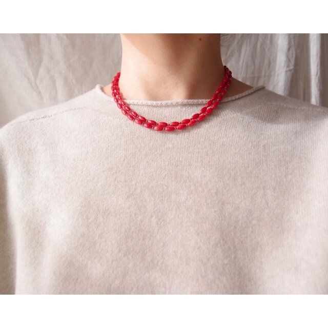 受注制作】Red Coral Necklace／レッドコーラル ロング