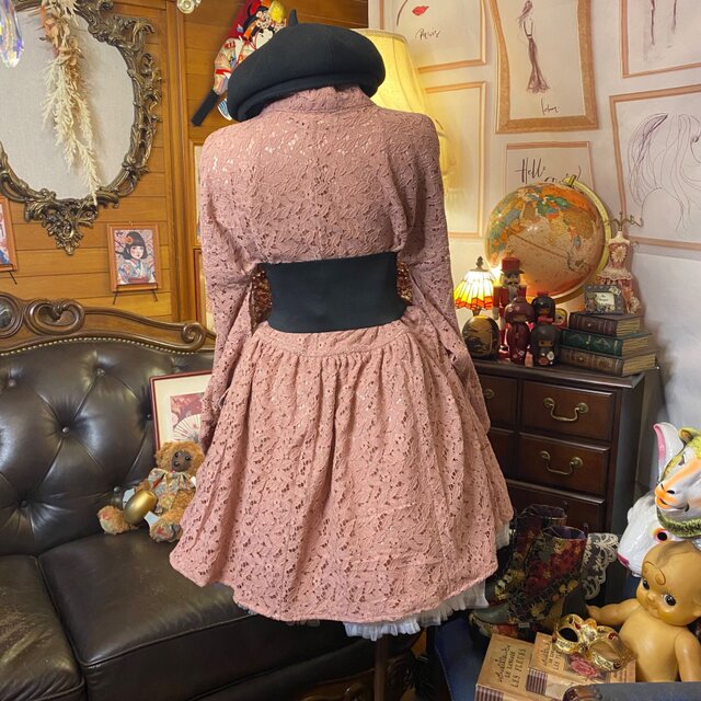 和洋折衷 総レース浴衣 リメイク ミニ丈 ワンピース ドレス