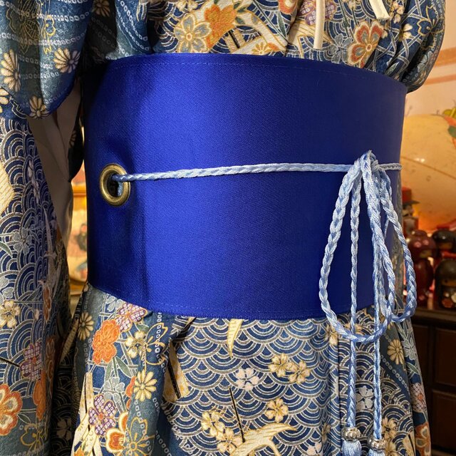 着物 ロング ワンピース リメイク 帯 和洋折衷 花々と鶴が巧みに