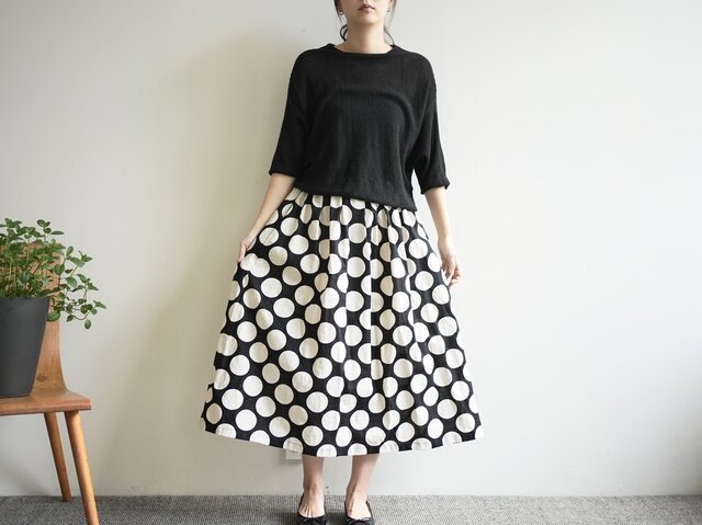 リネンコットン・大きなドット柄のスカート No.330 | iichi 日々の