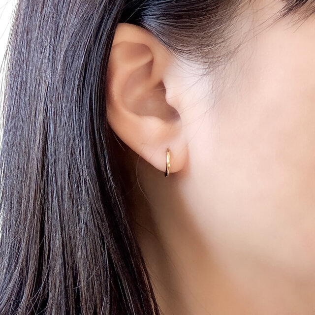 つけっぱなしOK！ 小さなワンタッチフープピアス 天然石