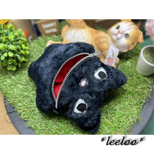 里親募集★くろねこ★黒猫のポーチ★しっぽ付★小