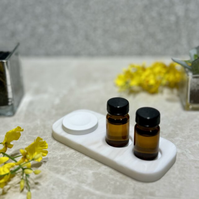 アロマオイルスタンド　ストーン付き　【ブラウンマーブル柄】