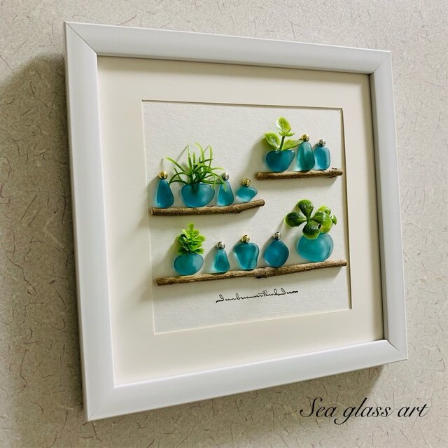シーグラスアート レアカラー ブルー ガラス細工 海の宝石 インテリア