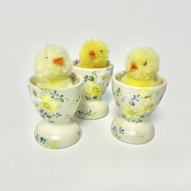 ヒヨコ付き、野の花のエッグスタンド(1点)