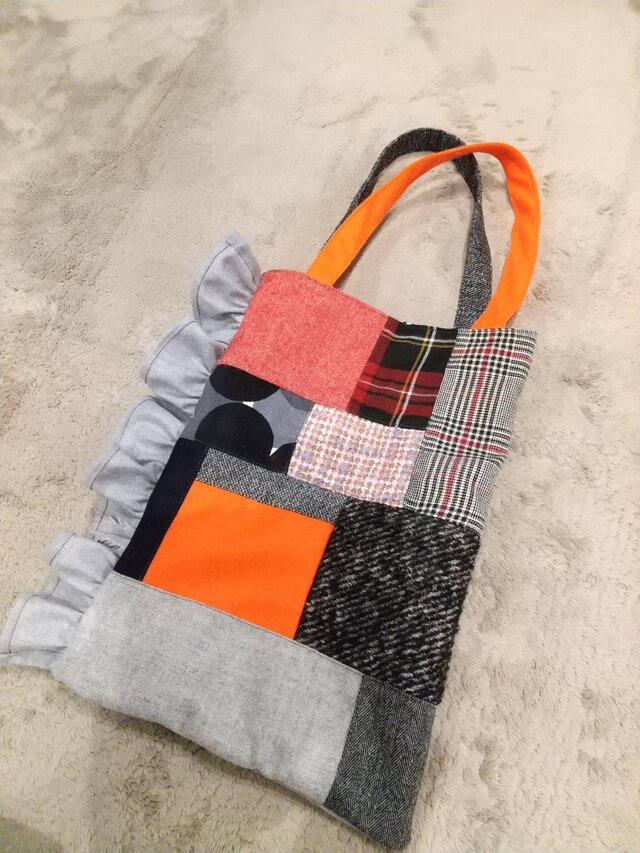 ウールパッチワークトートバッグC