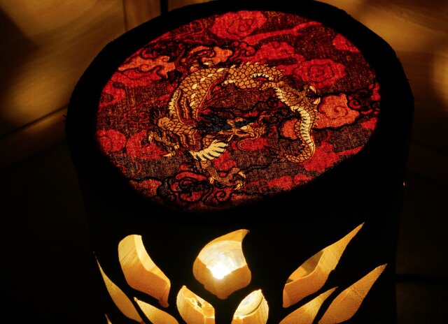 極太◇両面彫◇竹灯り・竹あかり・竹灯籠 ～～ 癒しの灯り ☆龍の紋章