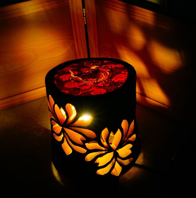 極太◇両面彫◇竹灯り・竹あかり・竹灯籠 ～～ 癒しの灯り ☆龍の紋章