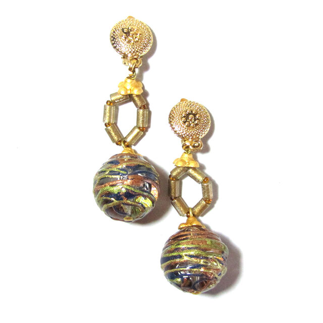 80s Vintage Italy Margherita Buonanno Drop Glass Design Earrings
