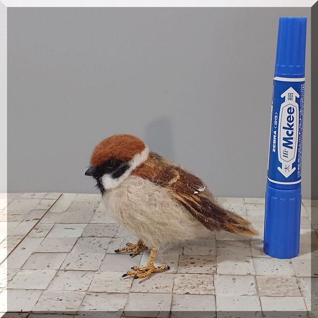 羊毛フェルト 鳥 スズメ 雀 動物フィギュア | iichi 日々の暮らしを