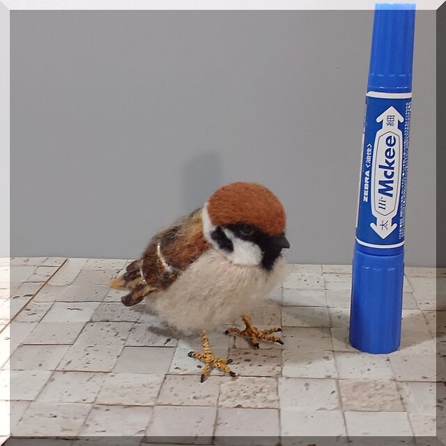 羊毛フェルト 鳥 スズメ 雀 動物フィギュア | iichi 日々の