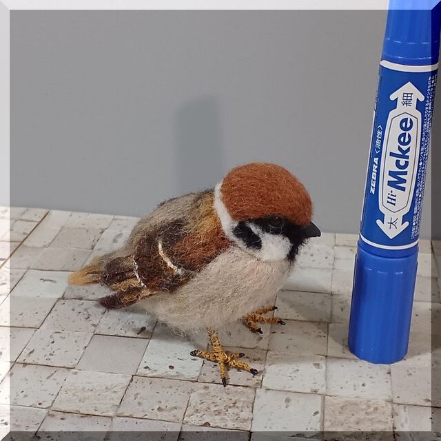 羊毛フェルト 鳥 スズメ 雀 動物フィギュア | iichi 日々の