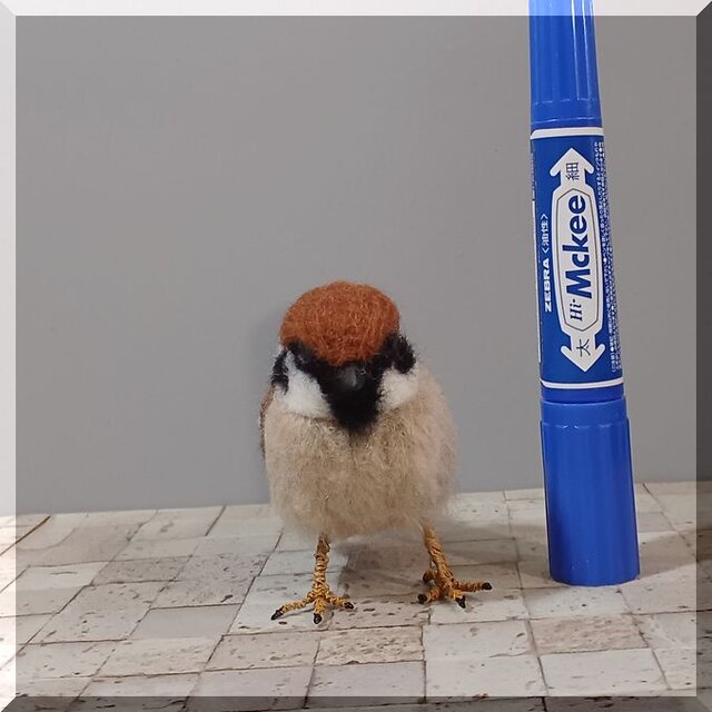 羊毛フェルト 鳥 スズメ 雀 動物フィギュア | iichi 日々の暮らしを