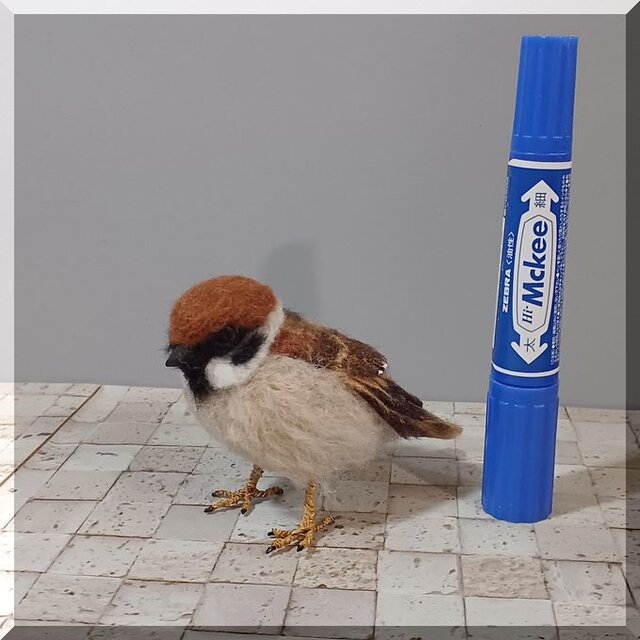 羊毛フェルト 鳥 スズメ 雀 動物フィギュア | iichi 日々の