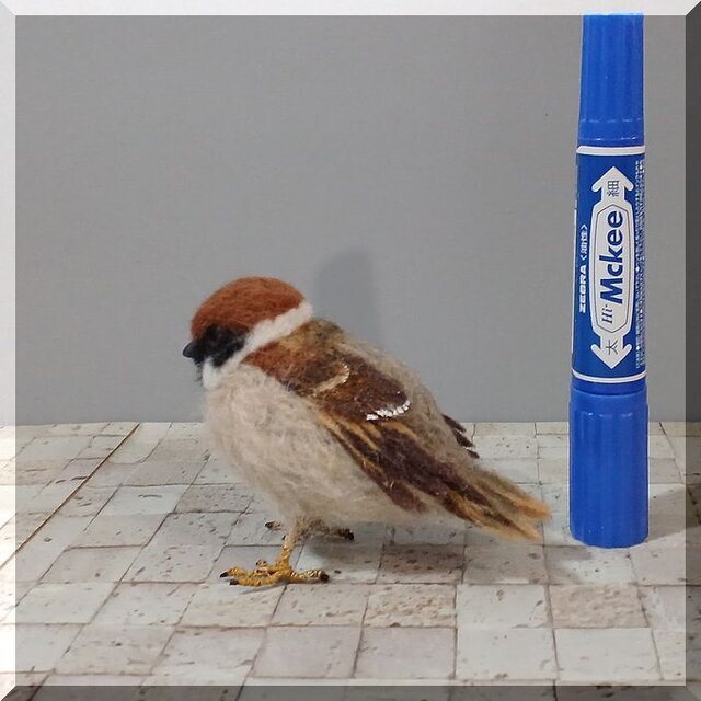 羊毛フェルト 鳥 スズメ 雀 動物フィギュア | iichi 日々の