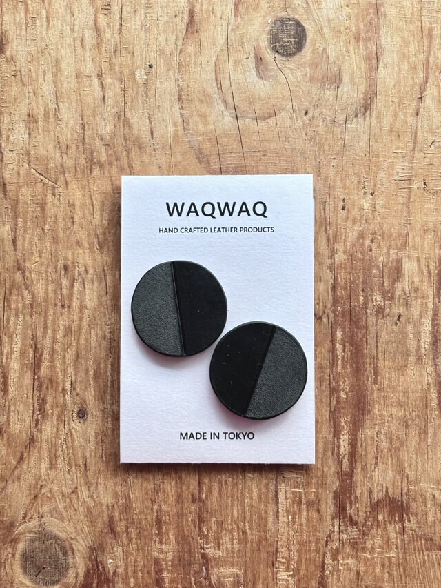 CONTRAST レザーピアス | CIRCLE | BK×BK