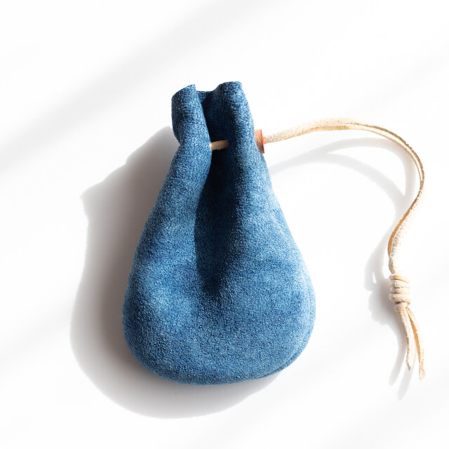 藍染鹿革巾着袋　2201211