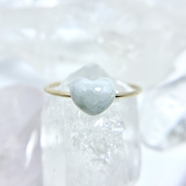 糸魚川翡翠ハートリング！原石から磨きました！（選べるサイズ）