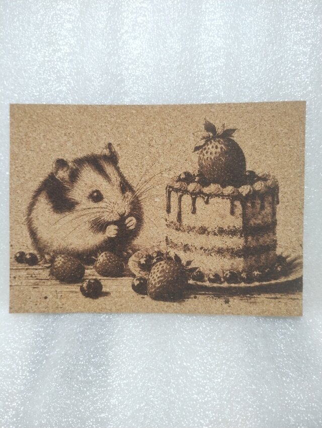 コルクシート　ハムスターとケーキ