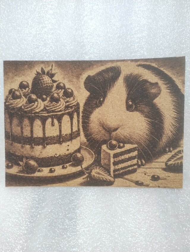 コルクシート　モルモットとケーキ