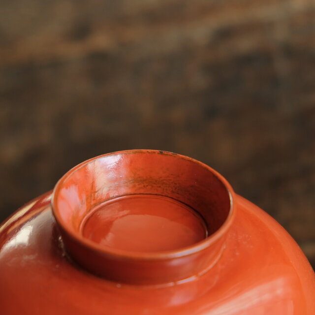 鶴と松◇蓋裏に松ぼっくり。古輪島塗 漆芸蒔絵蓋付碗