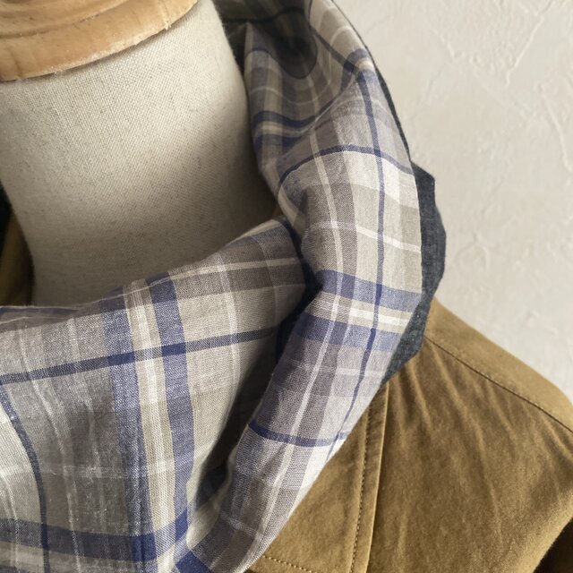 ふんわりダブルガーゼとコットンリネンのスヌード＊マドラスチェック