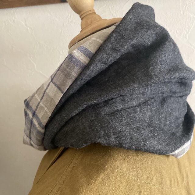 ふんわりダブルガーゼとコットンリネンのスヌード＊マドラスチェック