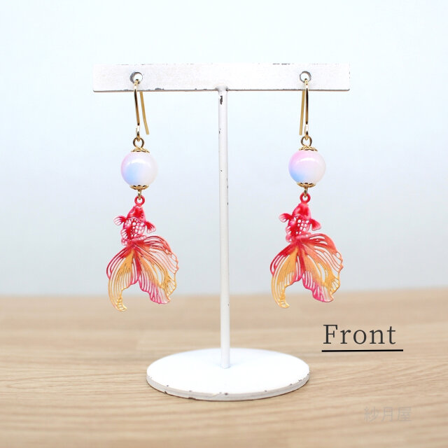 金魚の和風ピアス】イヤリング 赤 オレンジ プチプラ | iichi 日々の