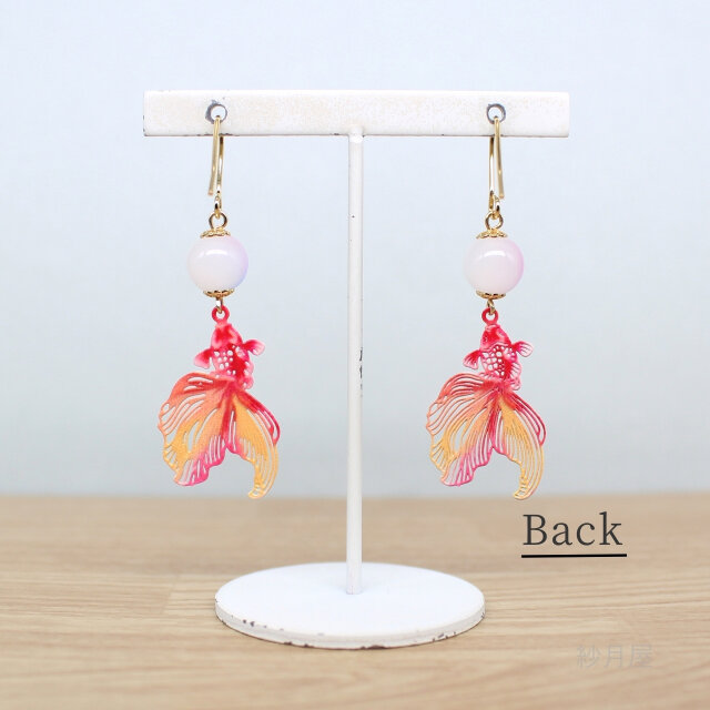 金魚の和風ピアス】イヤリング 赤 オレンジ プチプラ | iichi