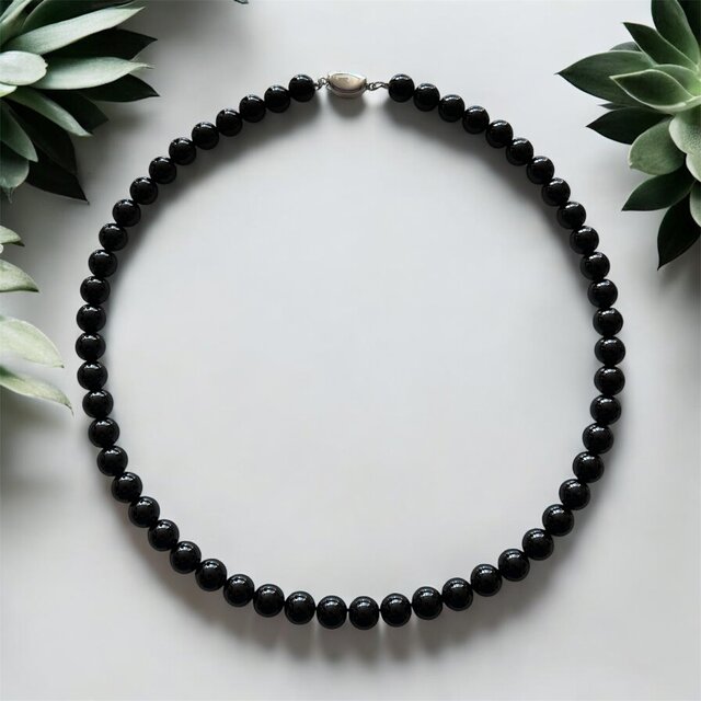 8mmブラックオニキスネックレス45cm PPA0004