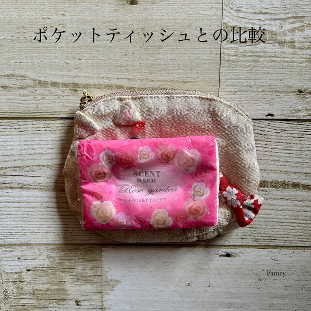 大人かわいい猫ちゃんと桜柄の小さめポーチ ちりめん ポケット