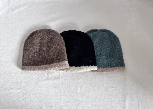 ウールニット帽 2個セット ホワイト・ブラック メゾンキツネ MAISON KITSUNE ビーニー LM06111KT1022 FOX HEAD PATCH