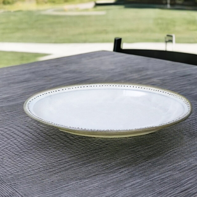 ドットオーバルプレートL　黒土白釉【美濃焼】