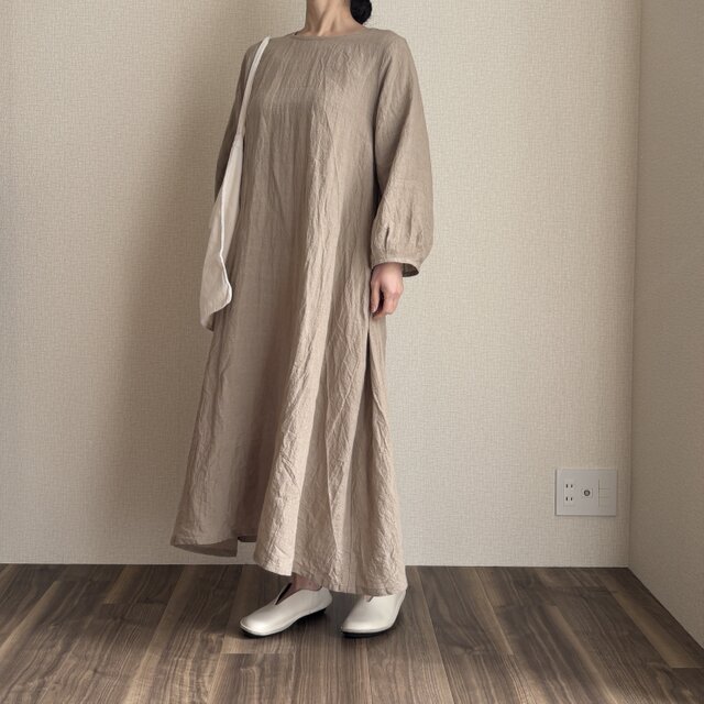 ベルギーリネンタックスリーブワンピース