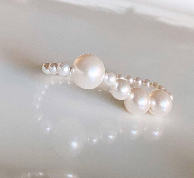 Sparkling pearl パール リング ダブルリング クリスタルパール
