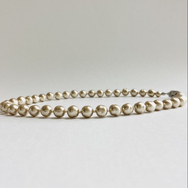 ガラスバロックパールオールノットネックレス/8mm約42cm/モカムース/R/made in japan