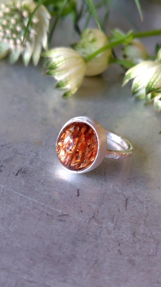 フォリエーテッドマイカインクォーツシルバーリング#3.5