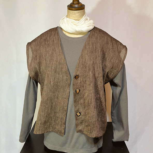 播州織柿渋染め 羽織ベスト25004