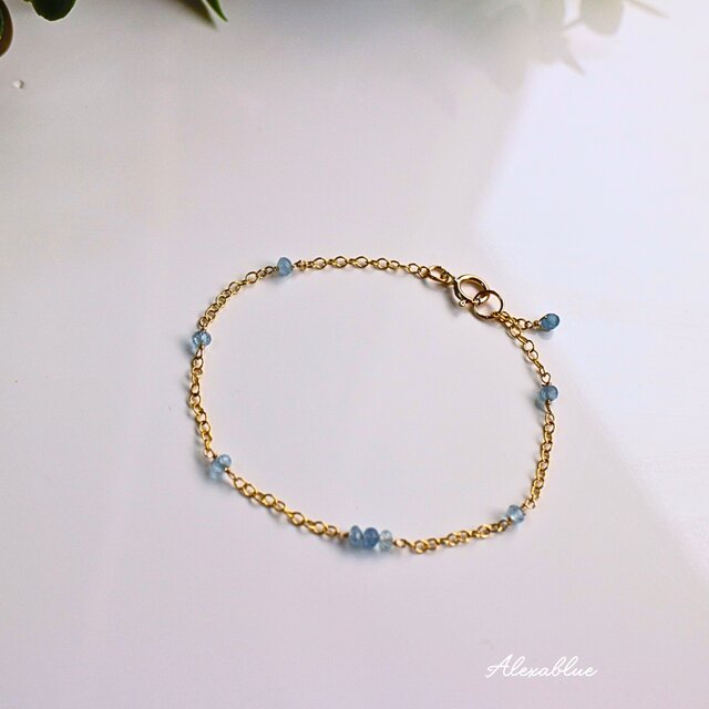 Kaya◆春色✧大粒アクアマリンブレスレット✧14kgf アクアマリン ブレスレット K14GFブレスレット 3月誕生石 | iichi