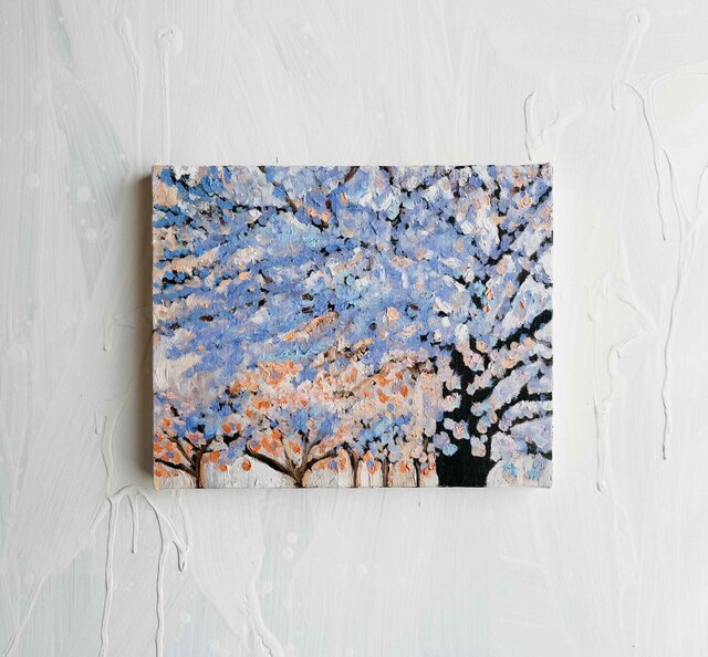 22×27㎝「朝の桜　2025.1-1」油彩・原画・F3 22×27㎝「朝の桜 2025.1-1」油彩・原画・F3 | iichi 日々の
