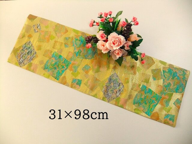 16)2157】98cm/新品・西陣織・色紙重文様/テーブルセンター/和風