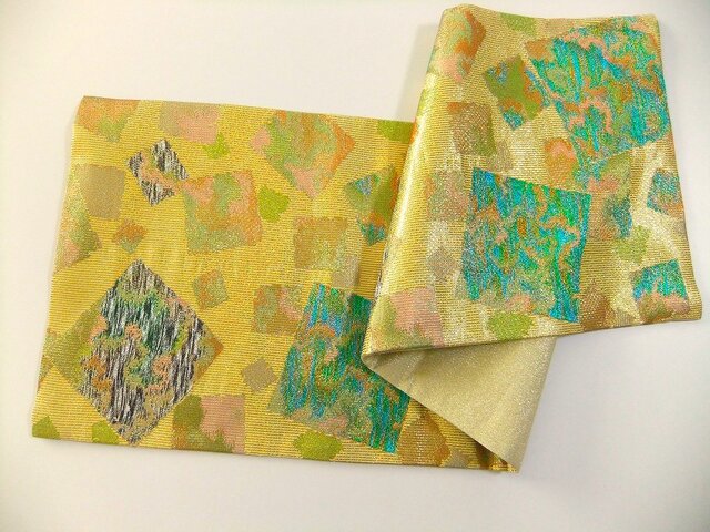 16)2157】98cm/新品・西陣織・色紙重文様/テーブルセンター/和風・帯