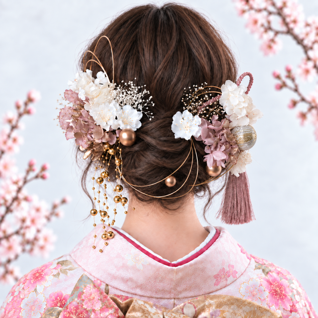 成人式 髪飾り ピンクの 振袖 SOUBIEN 創美苑 髪飾り 花 フラワー 成人