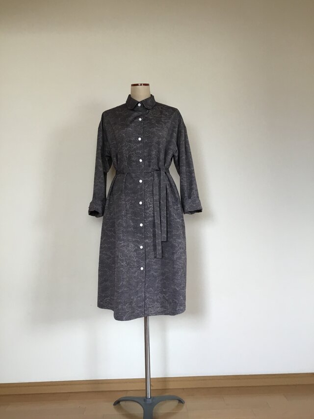 紬のワンピース　　着物リメイク