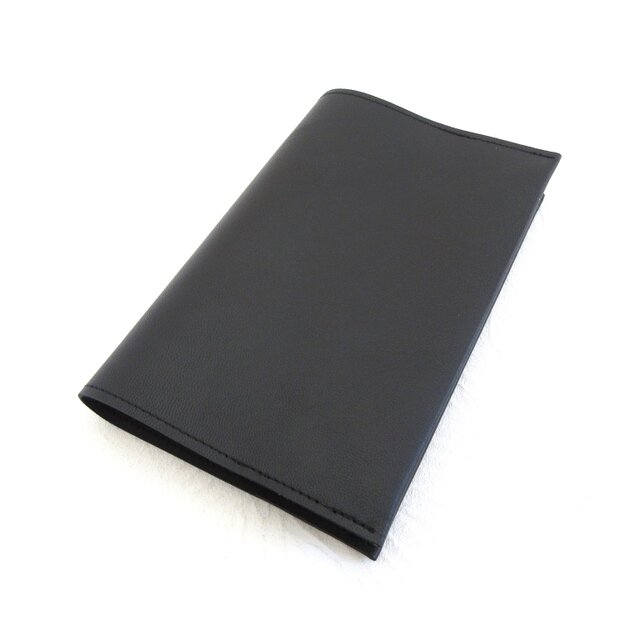 新書サイズ、コミック対応♪《ゴートスキン》シンプルイズベスト・一枚革のブックカバー・マットブラック・0857