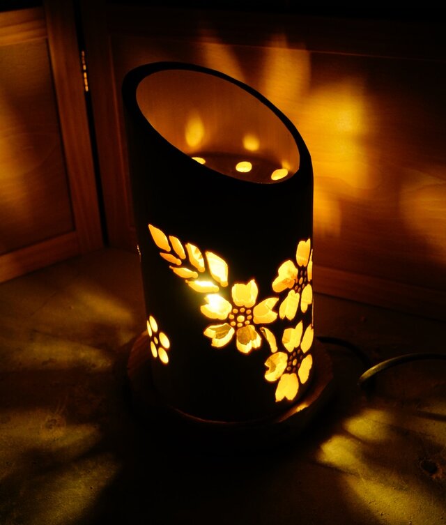 ◇全面彫◇竹灯り・竹あかり・竹灯籠 ～～ 癒しの灯り ☆花園