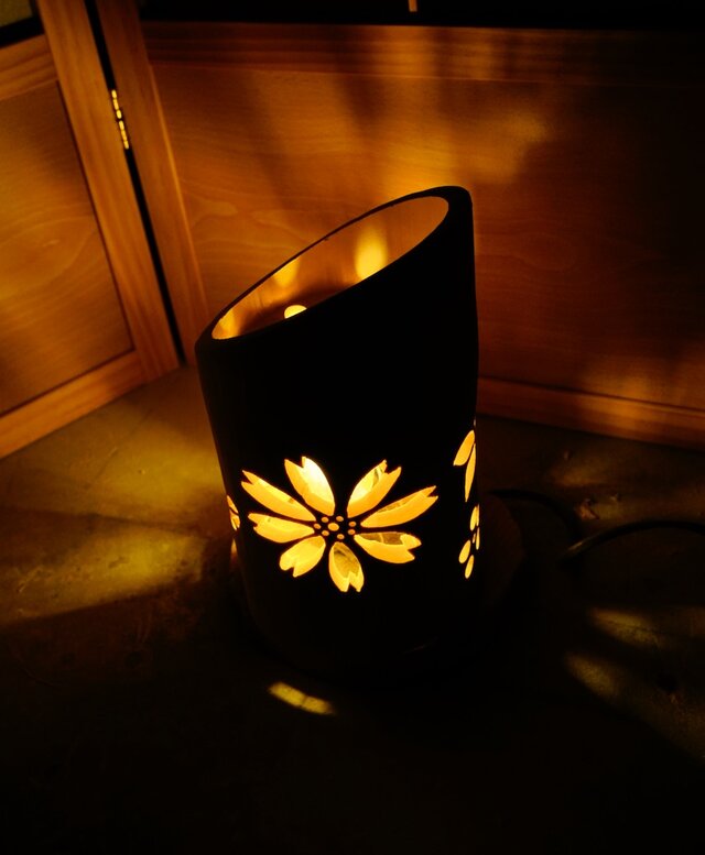 ◇全面彫◇竹灯り・竹あかり・竹灯籠 ～～ 癒しの灯り ☆花園