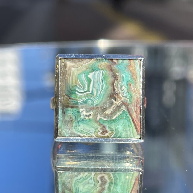 クリソレース　SQ立体カット　伏せ込み留　アートな鉱物　シルバーSV925リング