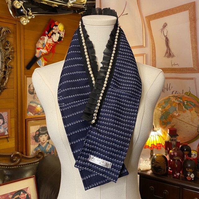 着物 リメイク 重ね衿 伊達襟 パール フリル レトロ 古着 和洋折衷