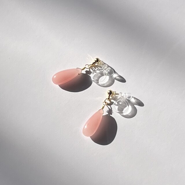 ピンク グァバ クォーツ✶イヤリング